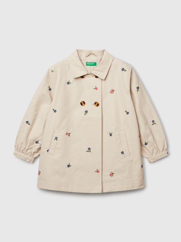 Gabardina cruzada con flores Niña