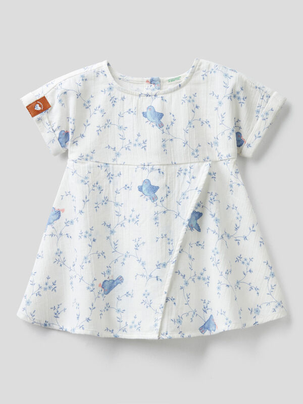Patterned dress in 100% cotton New Born (0-18 months)
