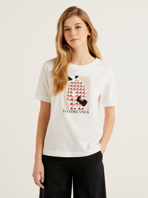Camiseta de 100 % algodón con estampado Mujer