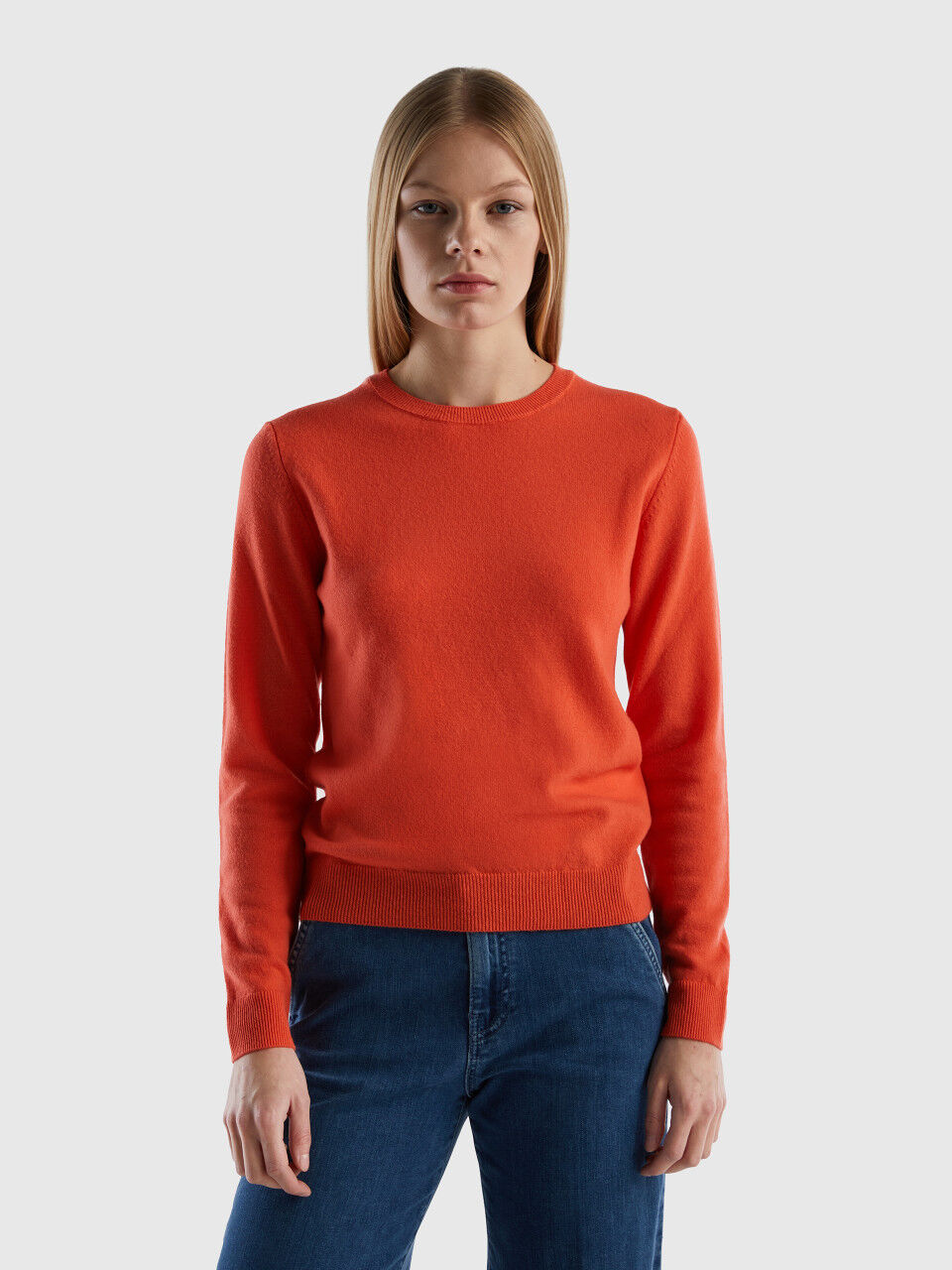 Crew Neck Merino Wool Sweaters Women 2024 Benetton