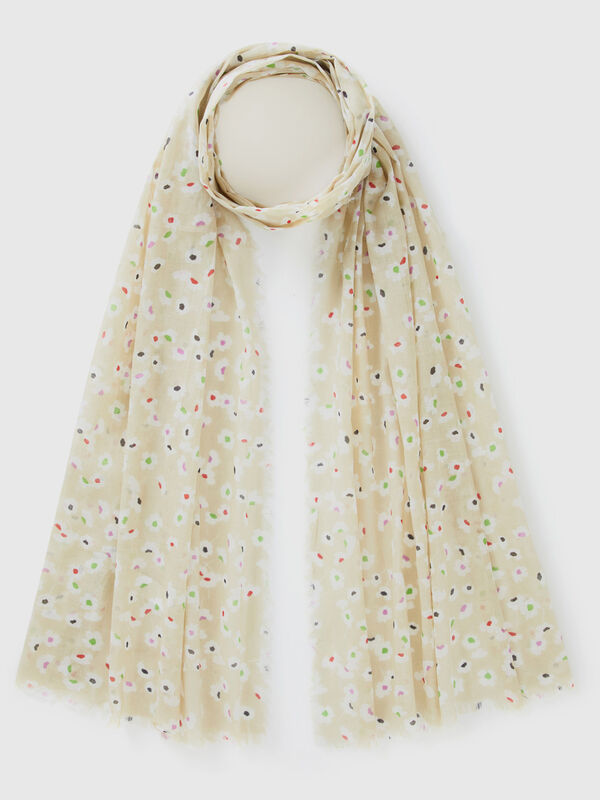 Patterned scarf in organic cotton Women