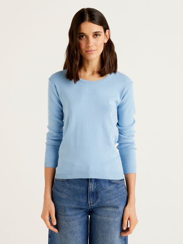 Essentials Women's 100% Cotton Crewneck Cable Sweater