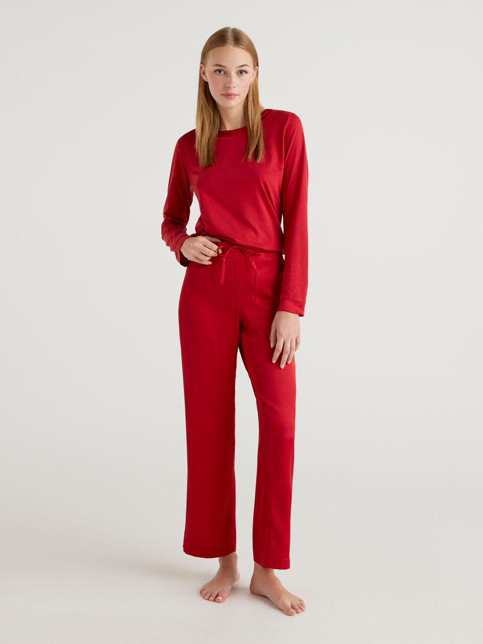 Palazzo trousers in satin - Red