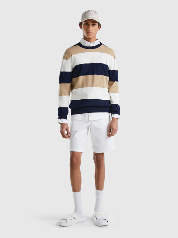Striped 100% cotton sweater Men