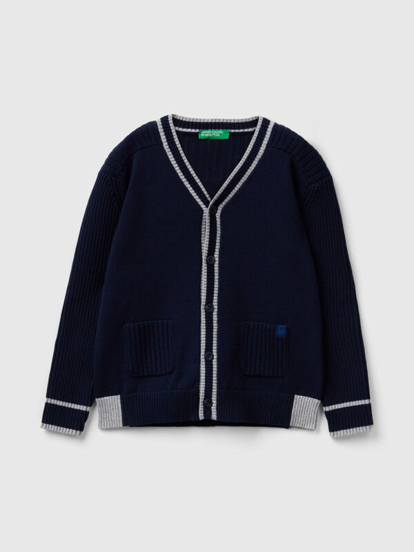 Cárdigan de algodón tricot con bolsillos Niño
