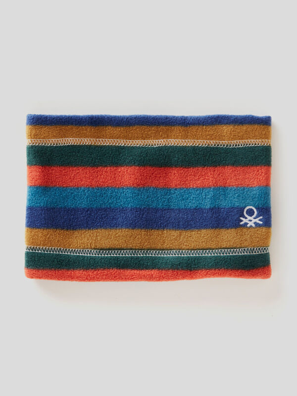 Striped neck warmer with embroidered logo Junior Boy