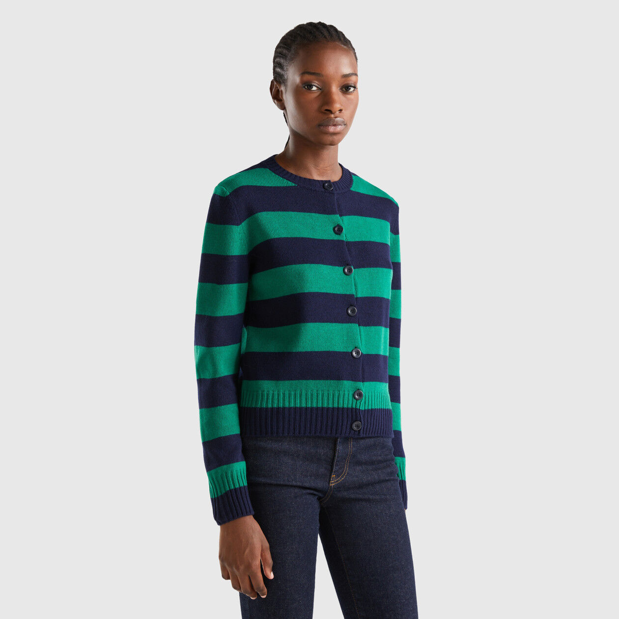Green striped cardigan cheap