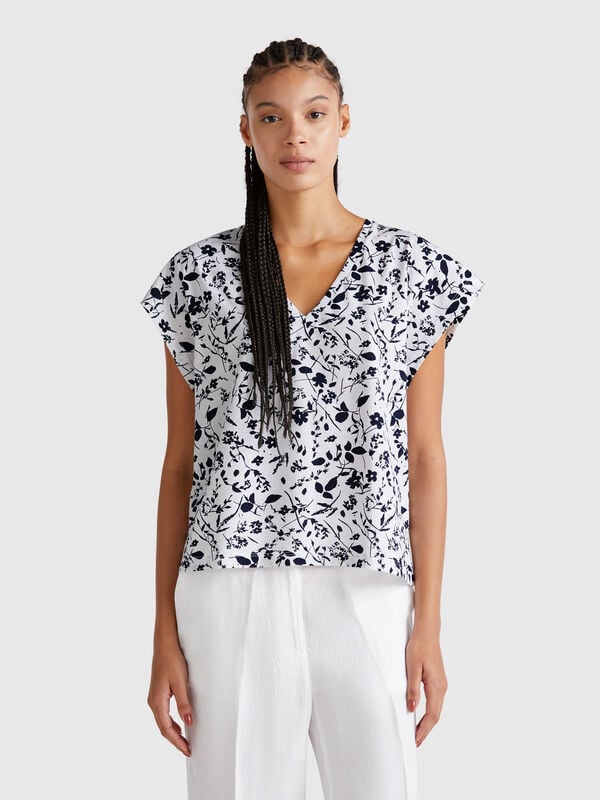 Camiseta con estampado de flores Mujer