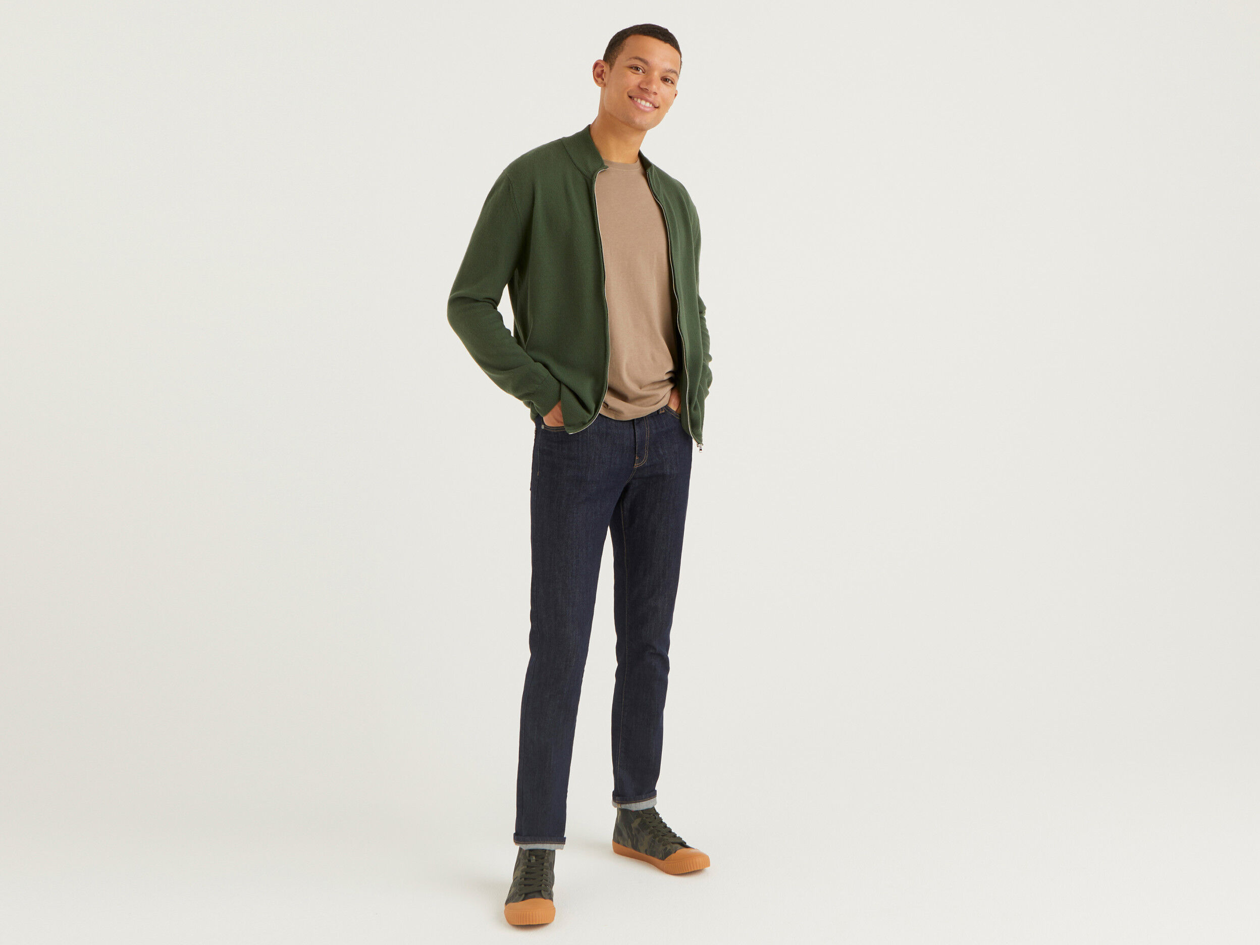 Mens military cardigan top