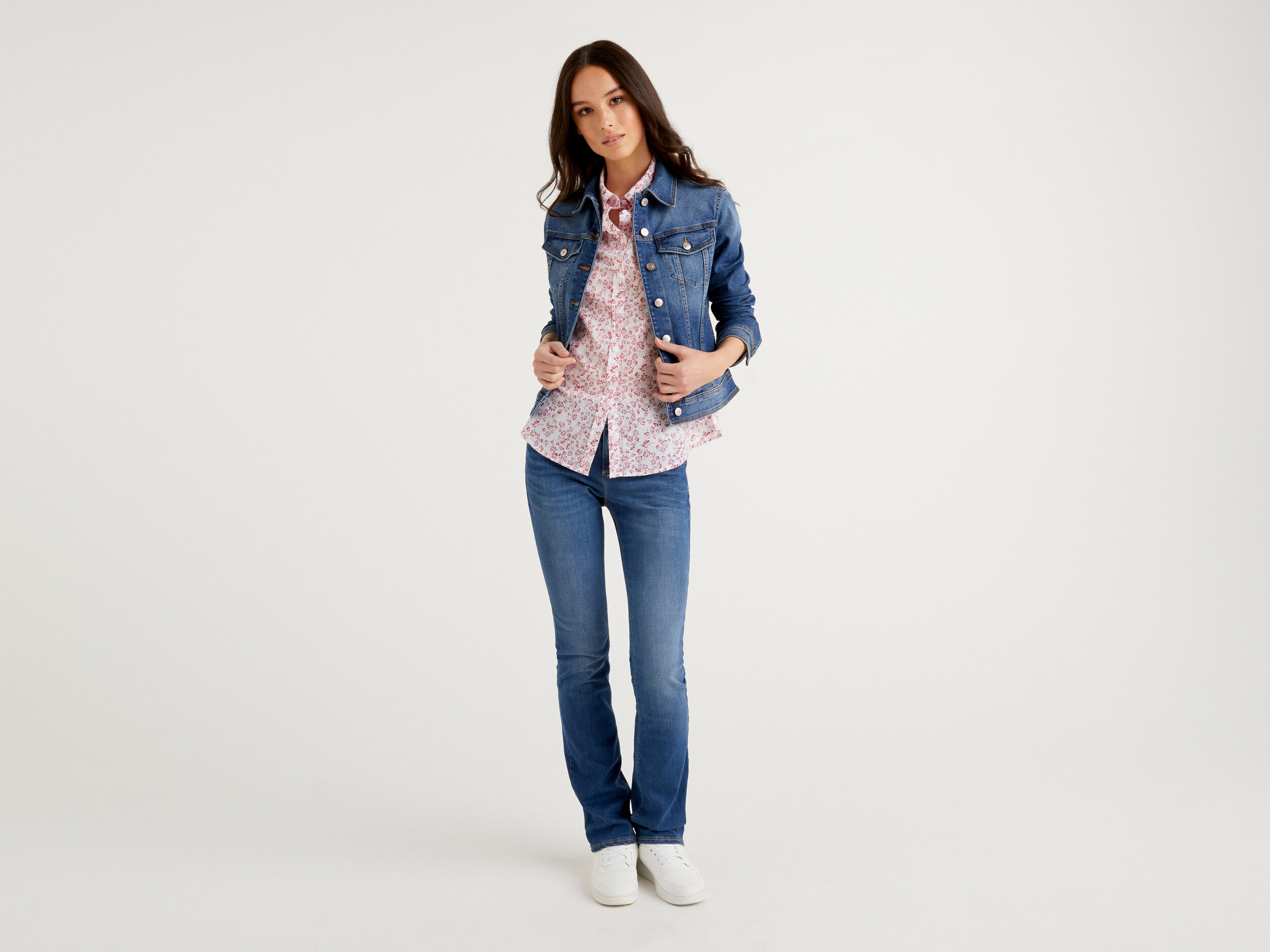 Waisted denim jacket - Blue | Benetton