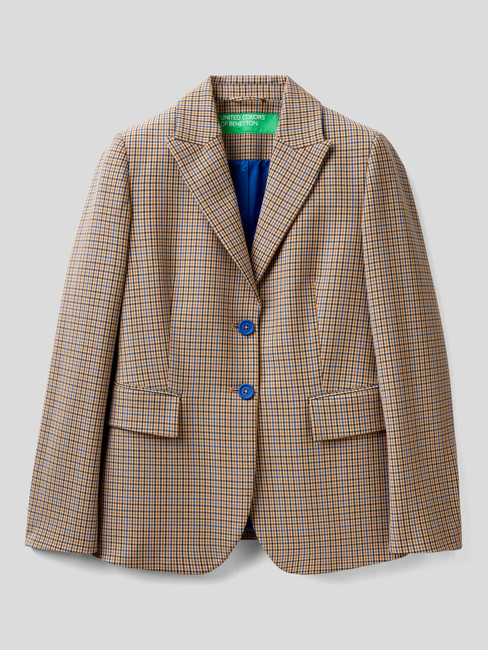 Check blazer in flowy fabric image number 1
