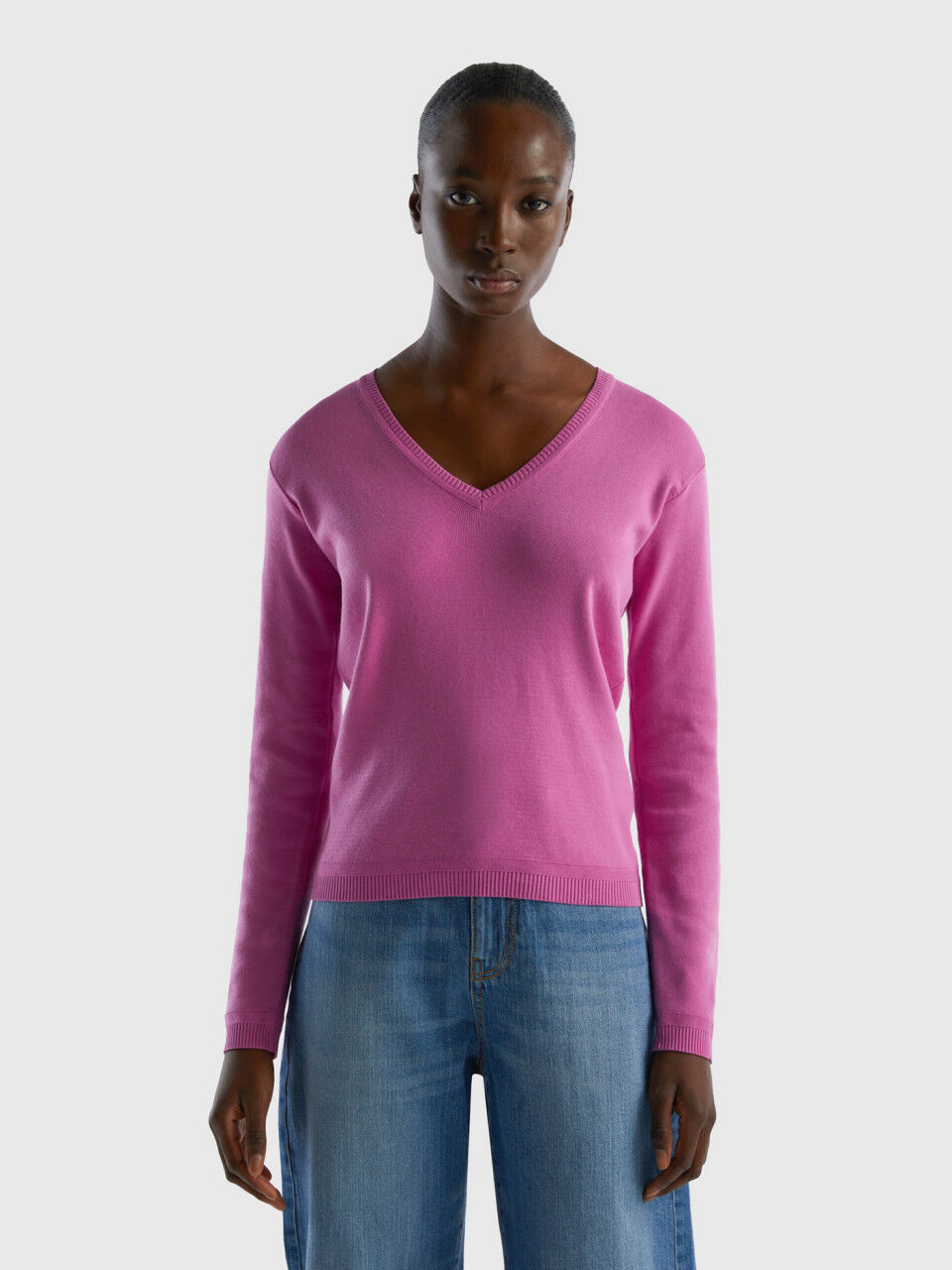 Womens v cheap neck cotton sweaters