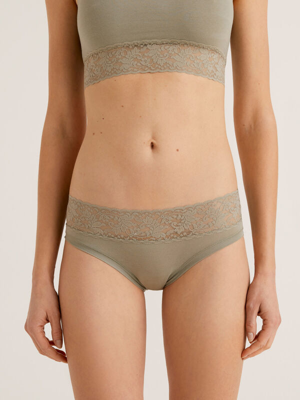 Underwear with lace in super stretch organic cotton Women