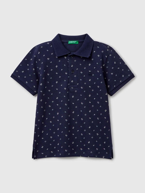 Polo con microestampado de puro algodón Niño
