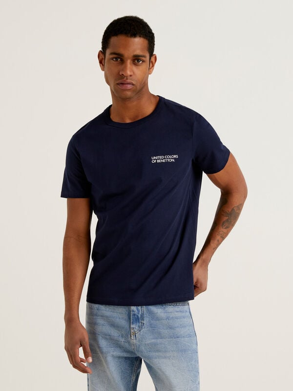 Dark blue t-shirt with logo print Men