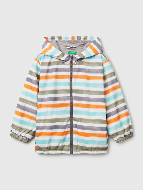 Chaqueta ligera de rayas con capucha Niño