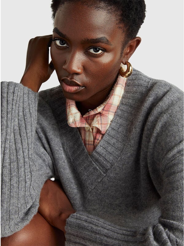 Su&eacute;ter extragrande de mezcla de lana Mujer