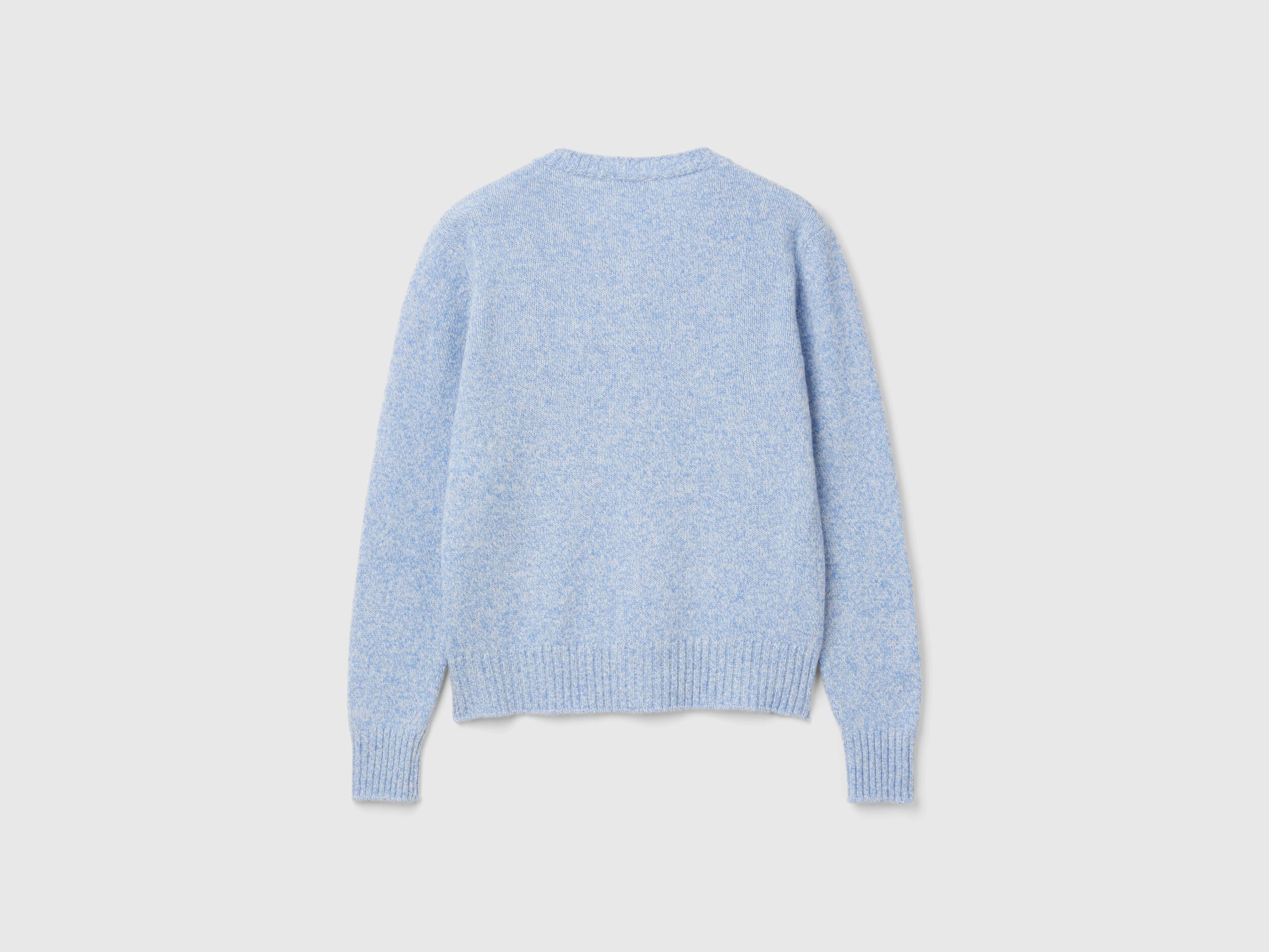 Cardigan in pure Shetland wool - Light Blue | Benetton Cardigan in pure Shetland wool - Light Blue | Benetton