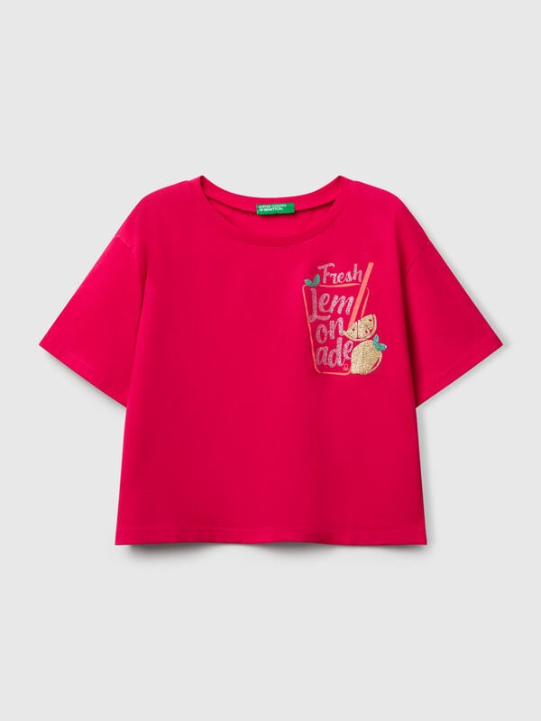 T-shirt with glittery print Junior Girl