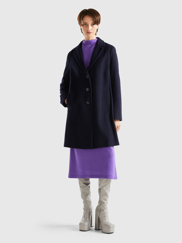 Short coat in wool blend cloth Women