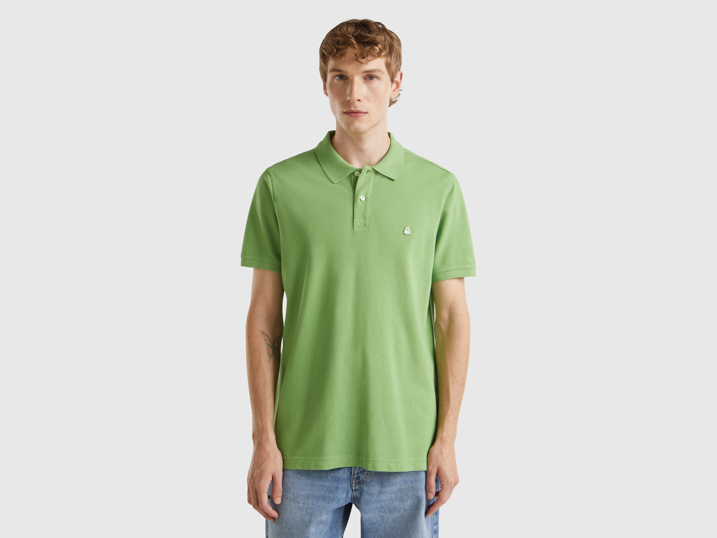 Polo verde aceituna regular fit Verde oliva Benetton