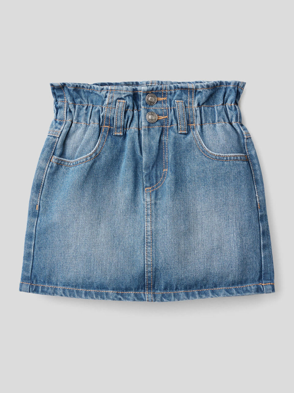 Denim skirt with ruffled waist image number 1