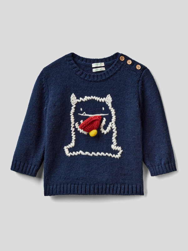 Sweater in wool blend with embroidery New Born (0-18 months)