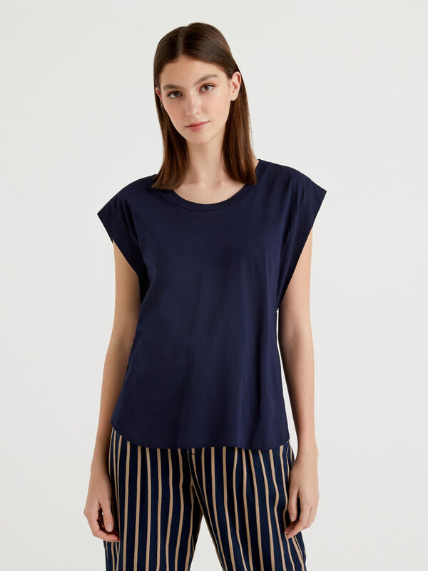 Cotton t-shirt with cap sleeves Women