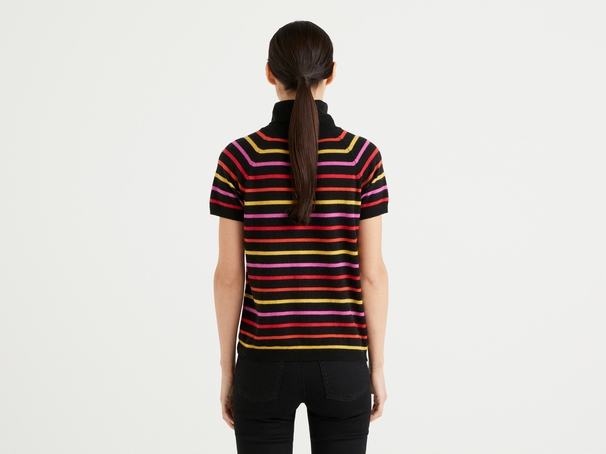 Short sleeve striped turtleneck Multi color Benetton