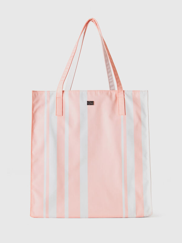 Pink striped shopping bag Women