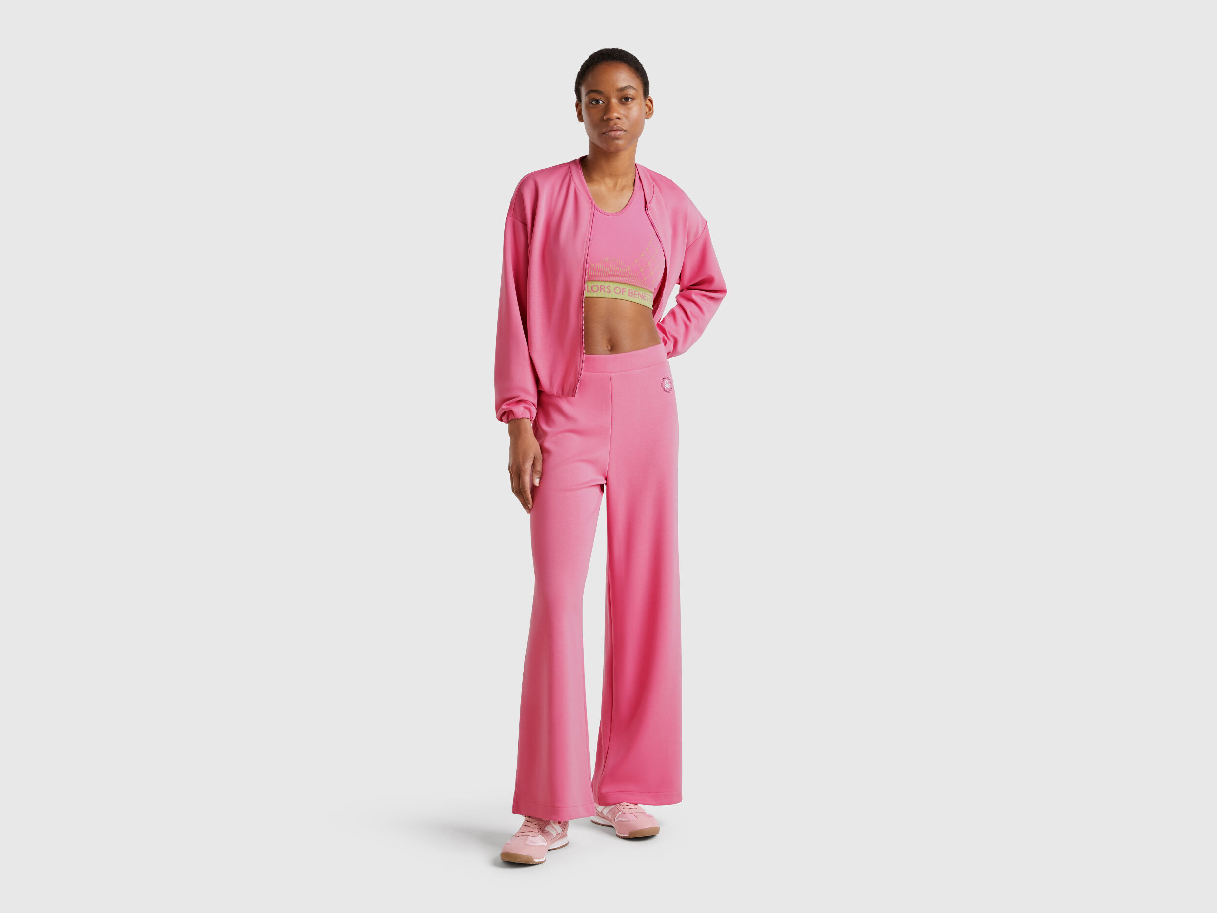 Wide trousers in MODAL - Pink | Benetton
