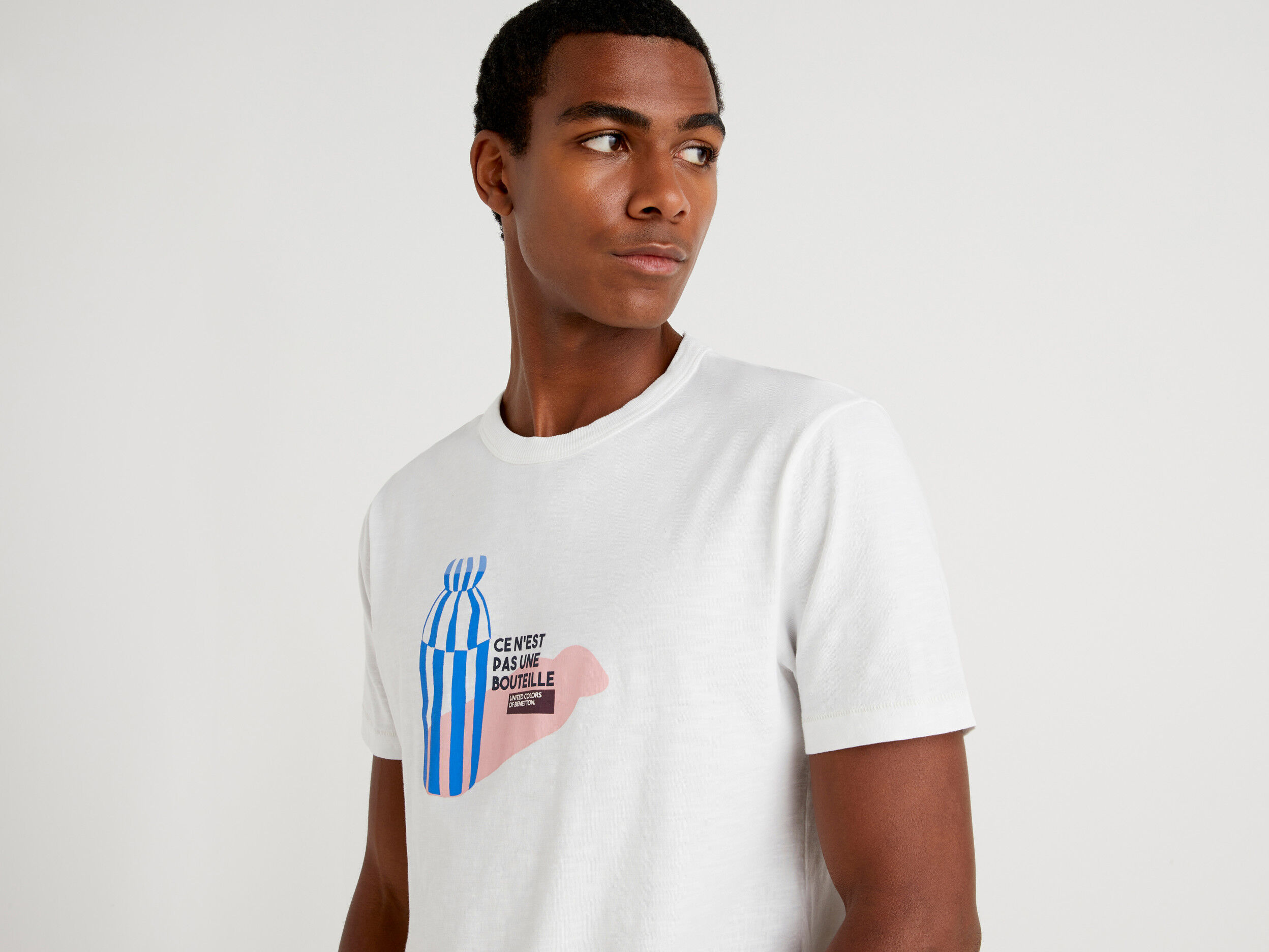 T shirt with abstract print White Benetton