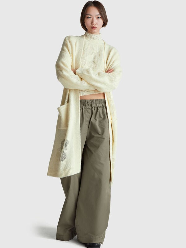 Cardigan with floral inlay Women