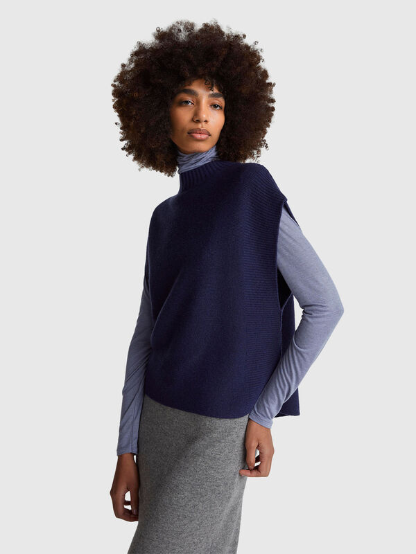 Chaleco de cuello alto de mezcla de lana Mujer