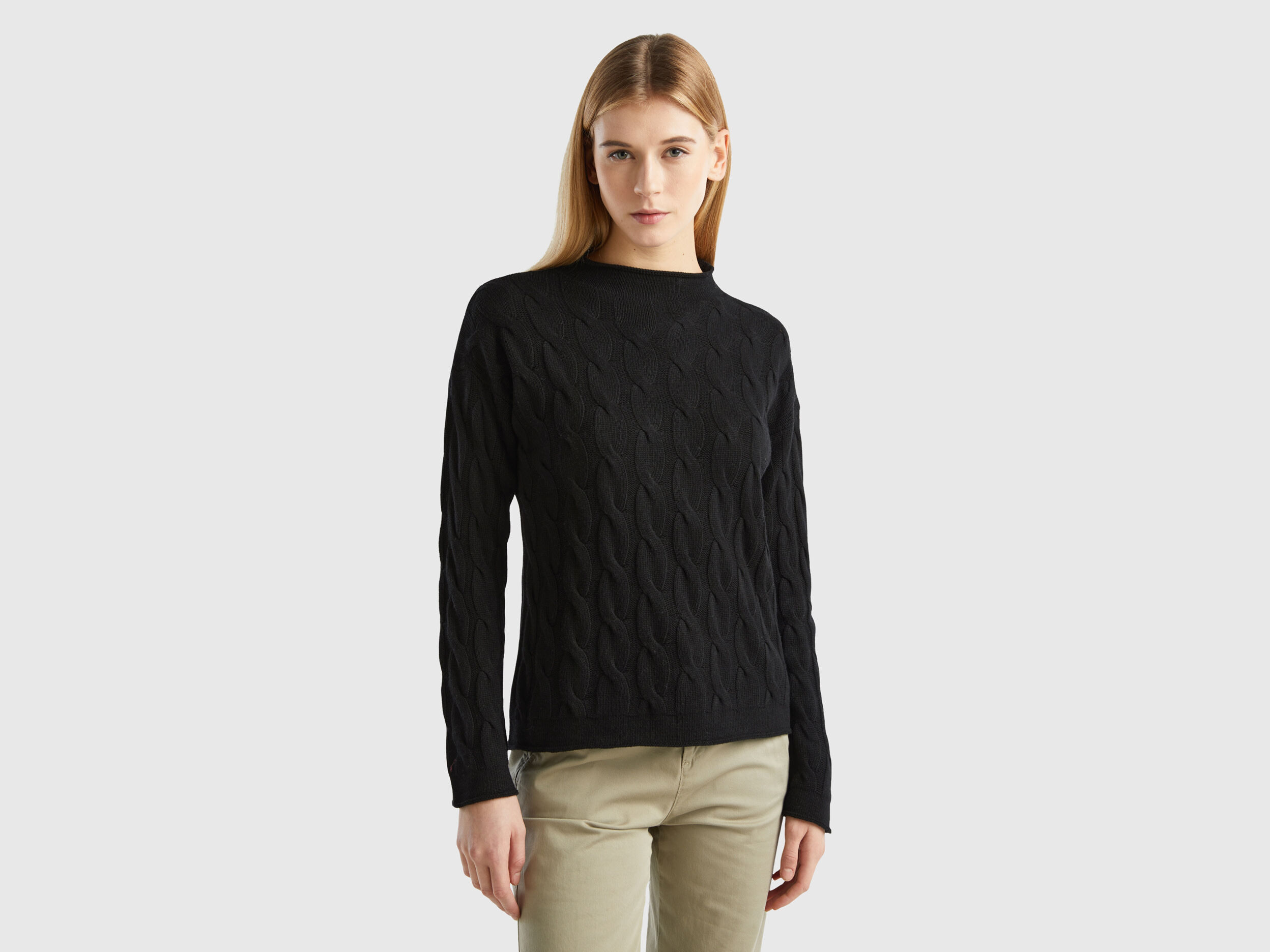 Black cable sweater womens shop