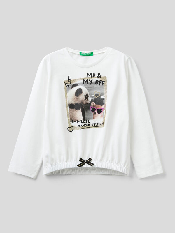 Camiseta con estampado fotográfico de panda Niña