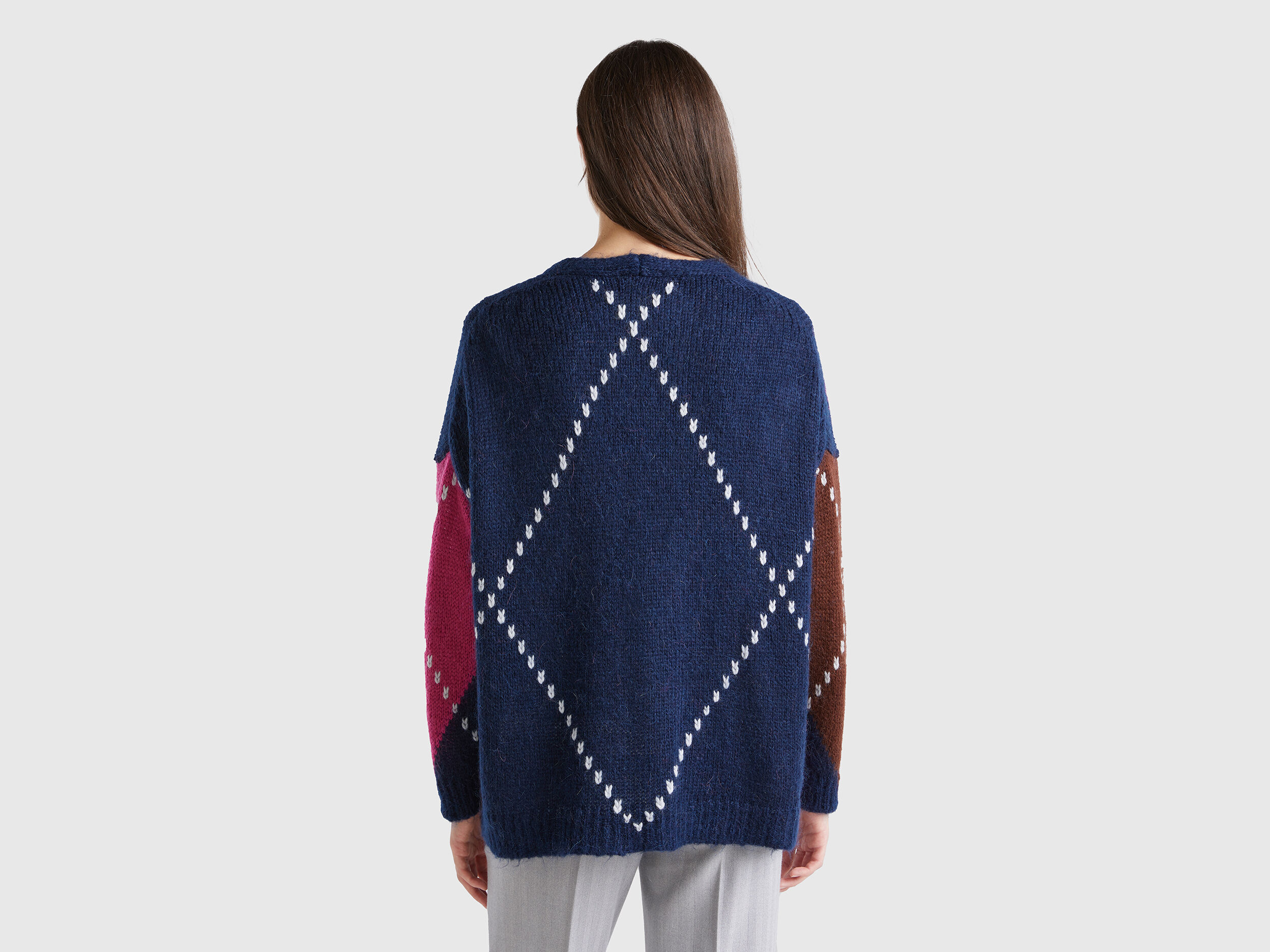 Boxy fit cardigan in mohair blend - Multi-color | Benetton