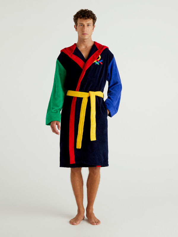 Color block robe in cotton