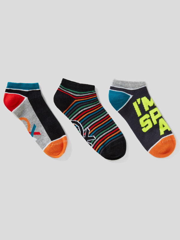 Three short patterned socks Junior Boy