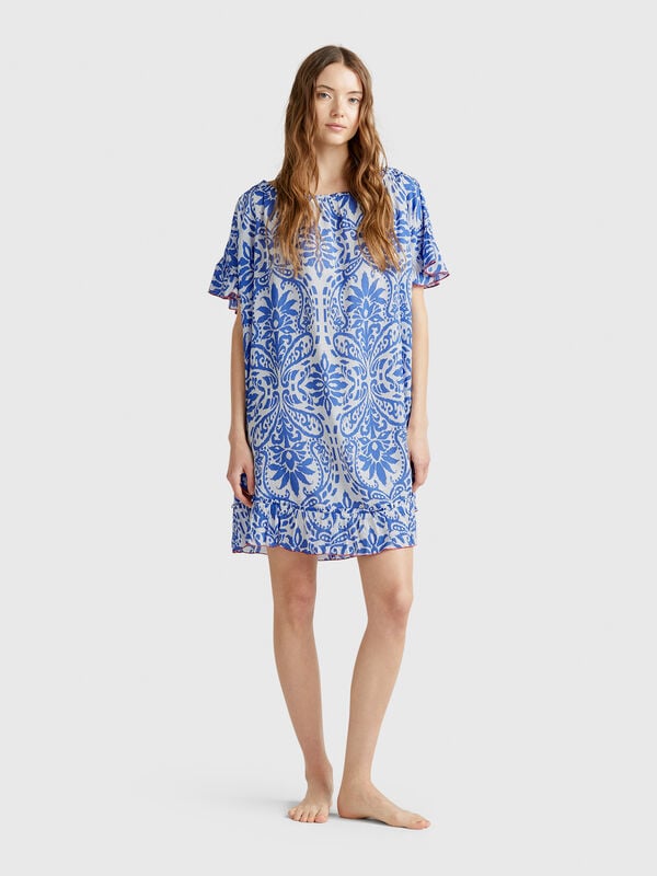 Caftán con estampado floral Mujer