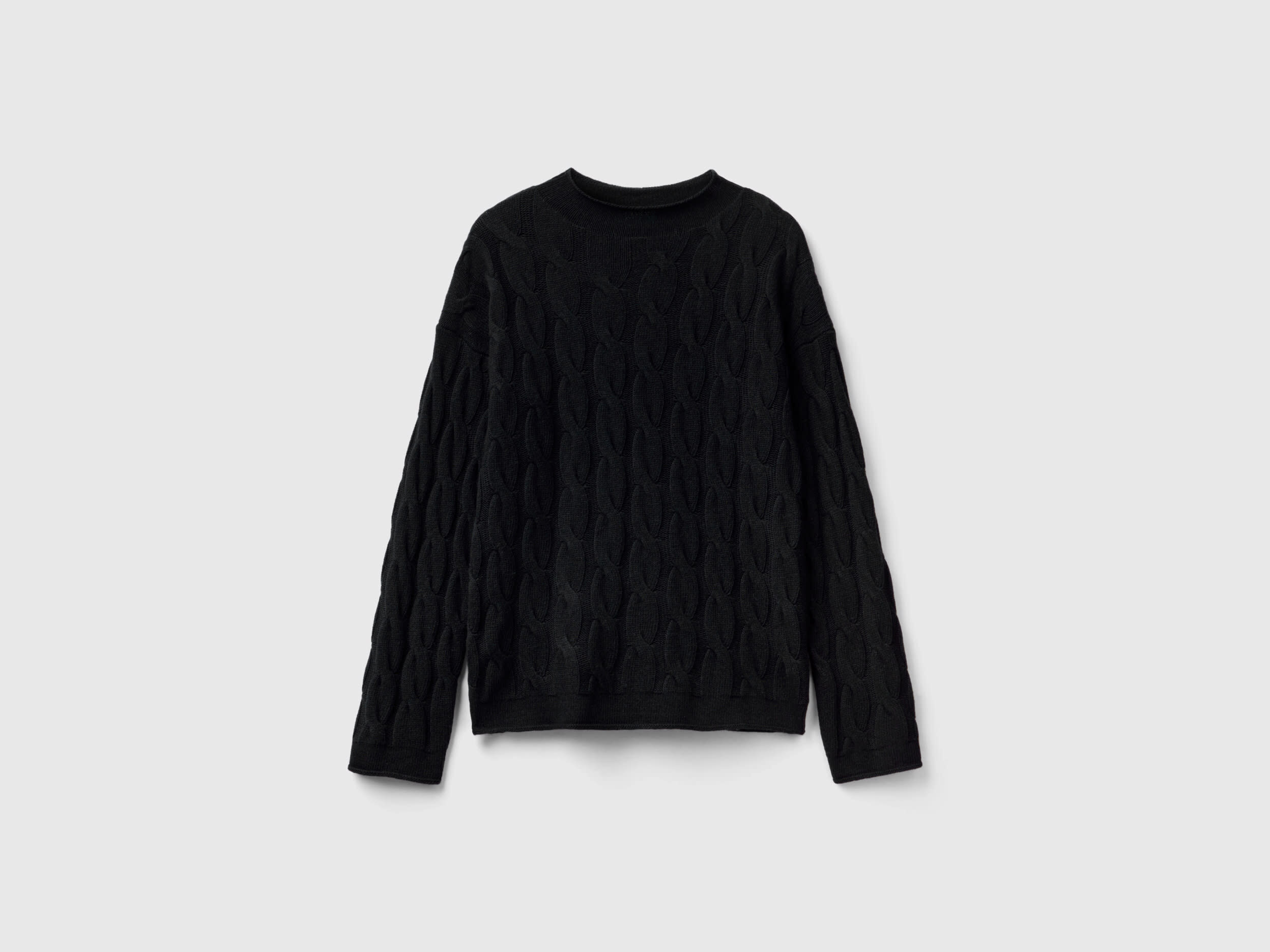 Black cable knit sweater clearance