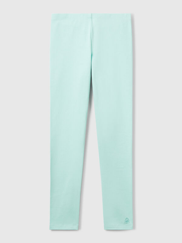 Leggings in stretch cotton with logo Junior Girl