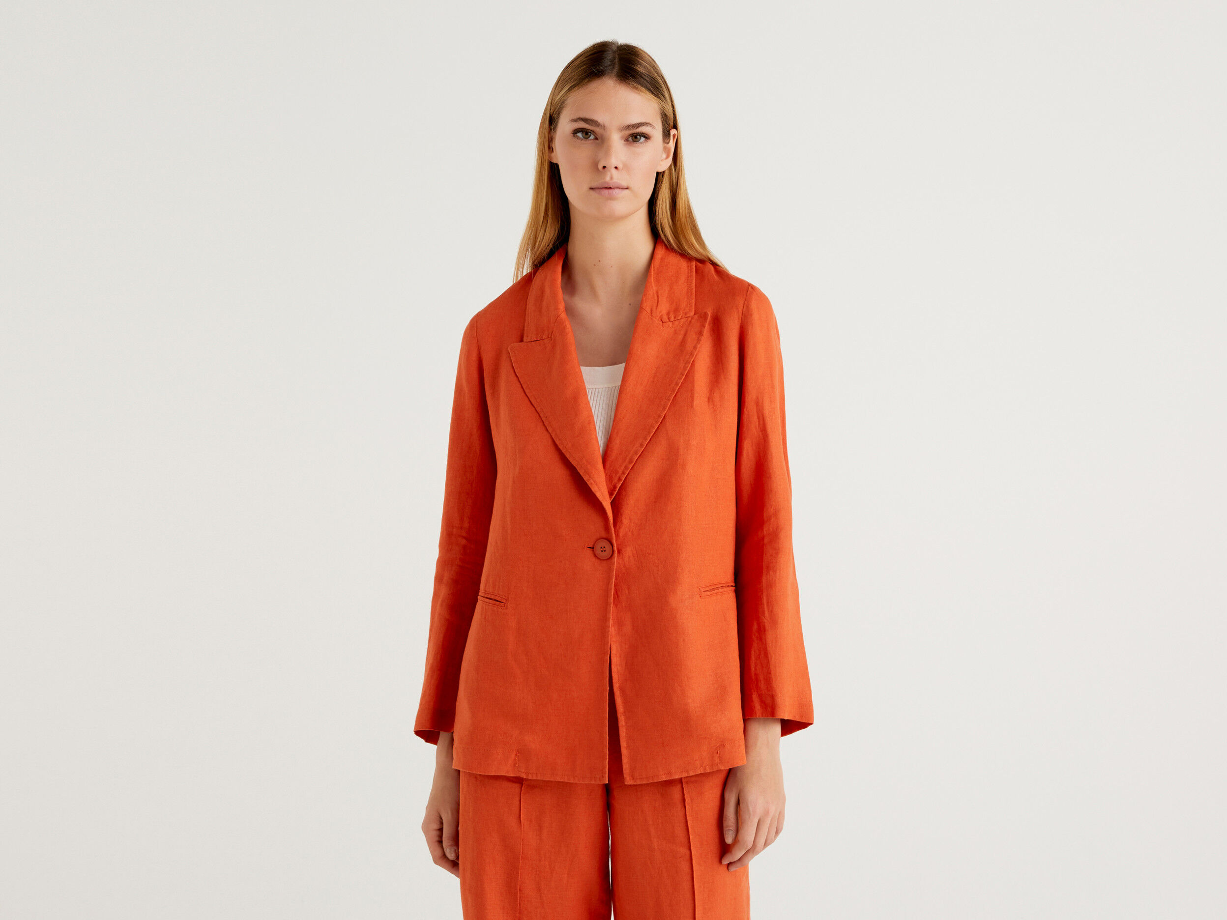 Orange 2025 linen blazer
