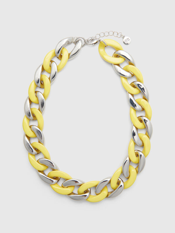 Collar plateado y amarillo Mujer