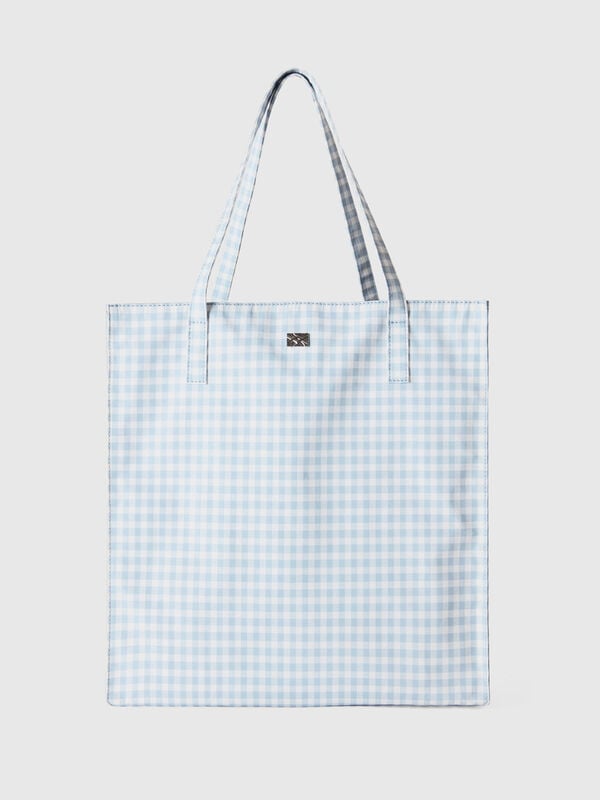 Sky blue vichy shopping bag Women