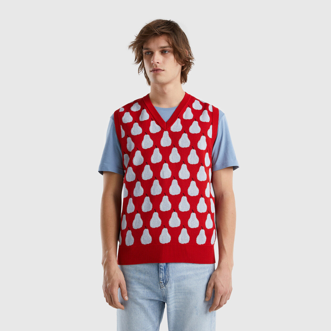 Red vest with pear pattern Red Benetton