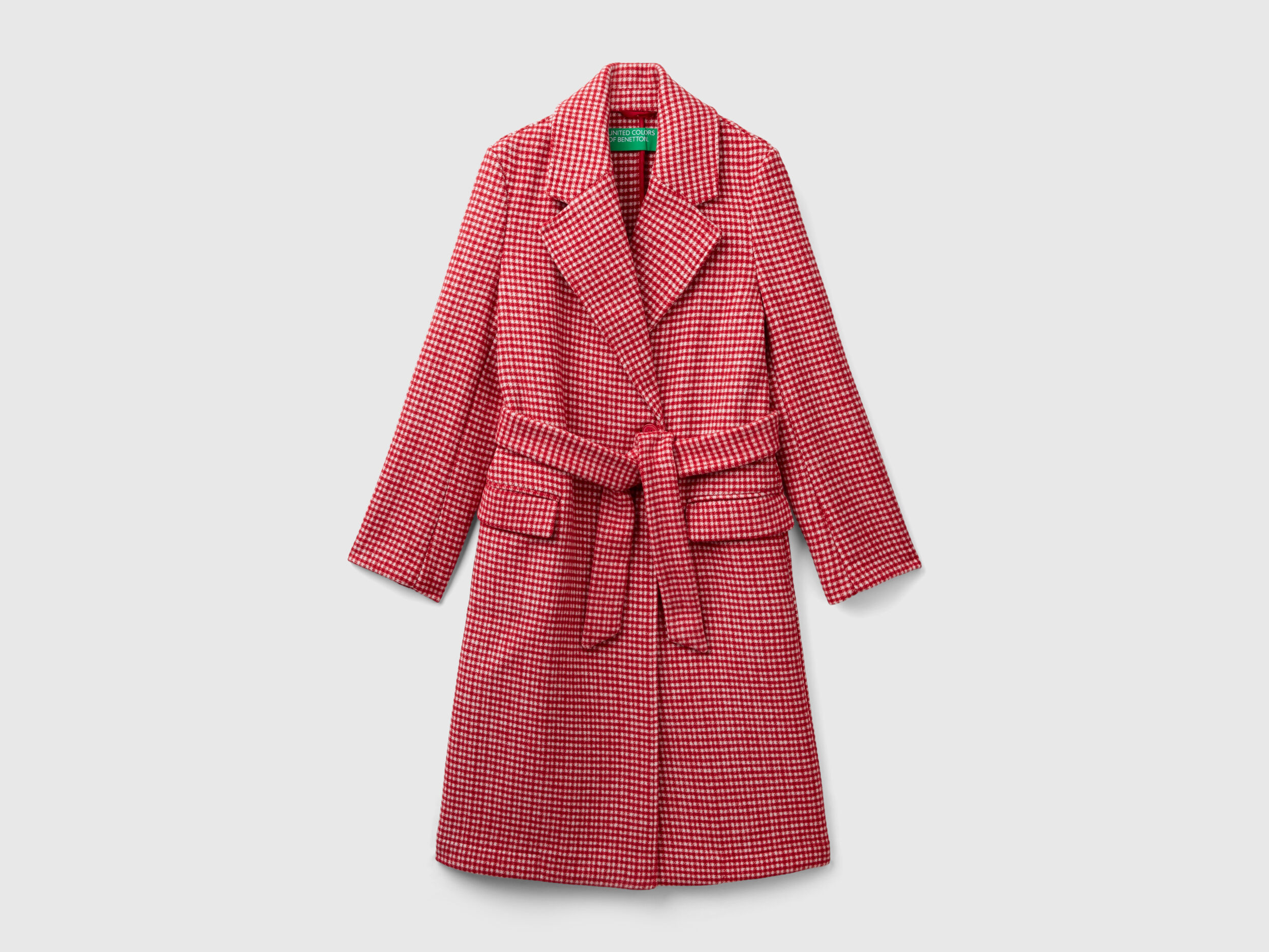 Lightweight houndstooth coat Red Benetton