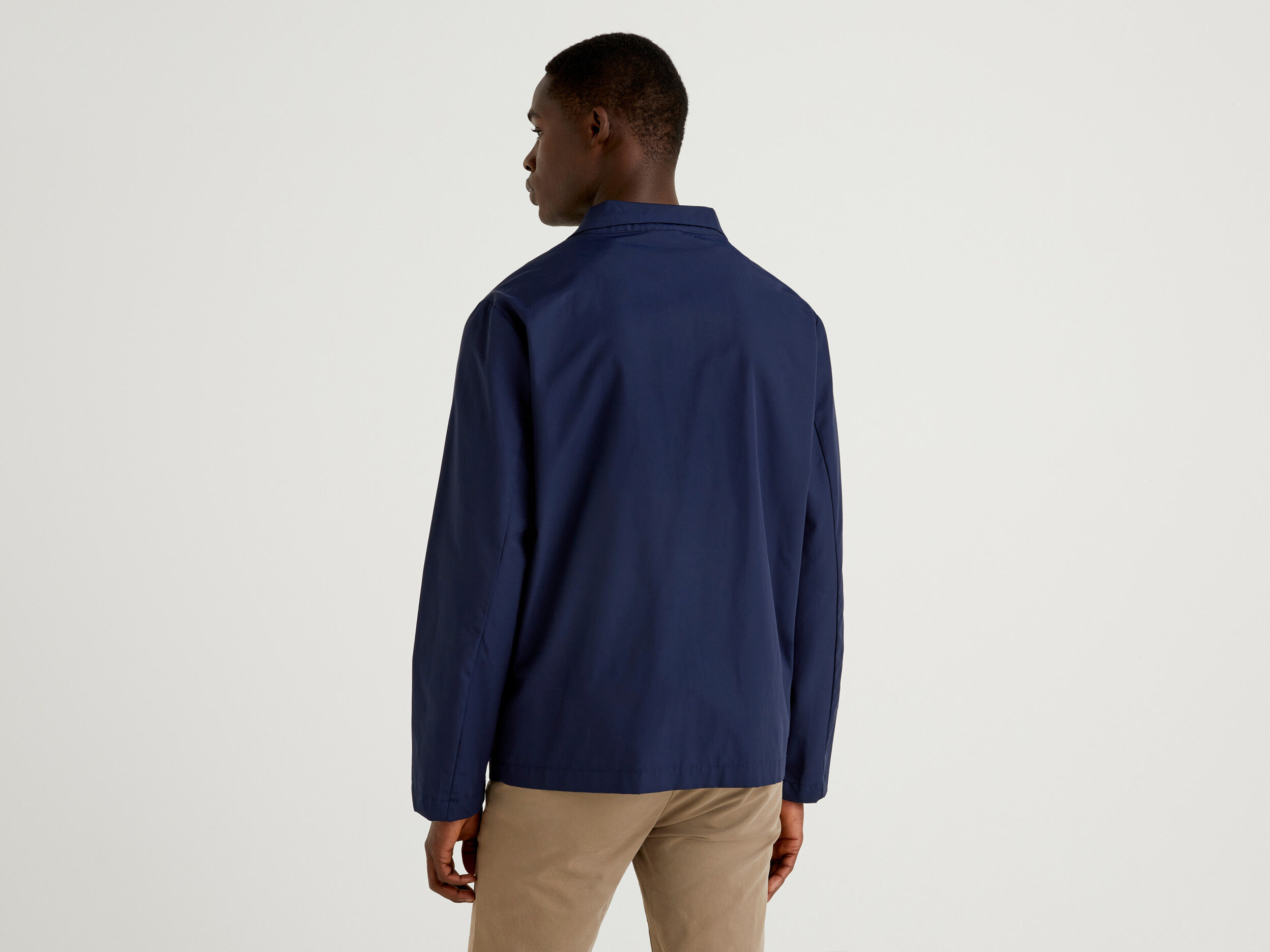 Jacket with zip and buttons - Dark Blue | Benetton
