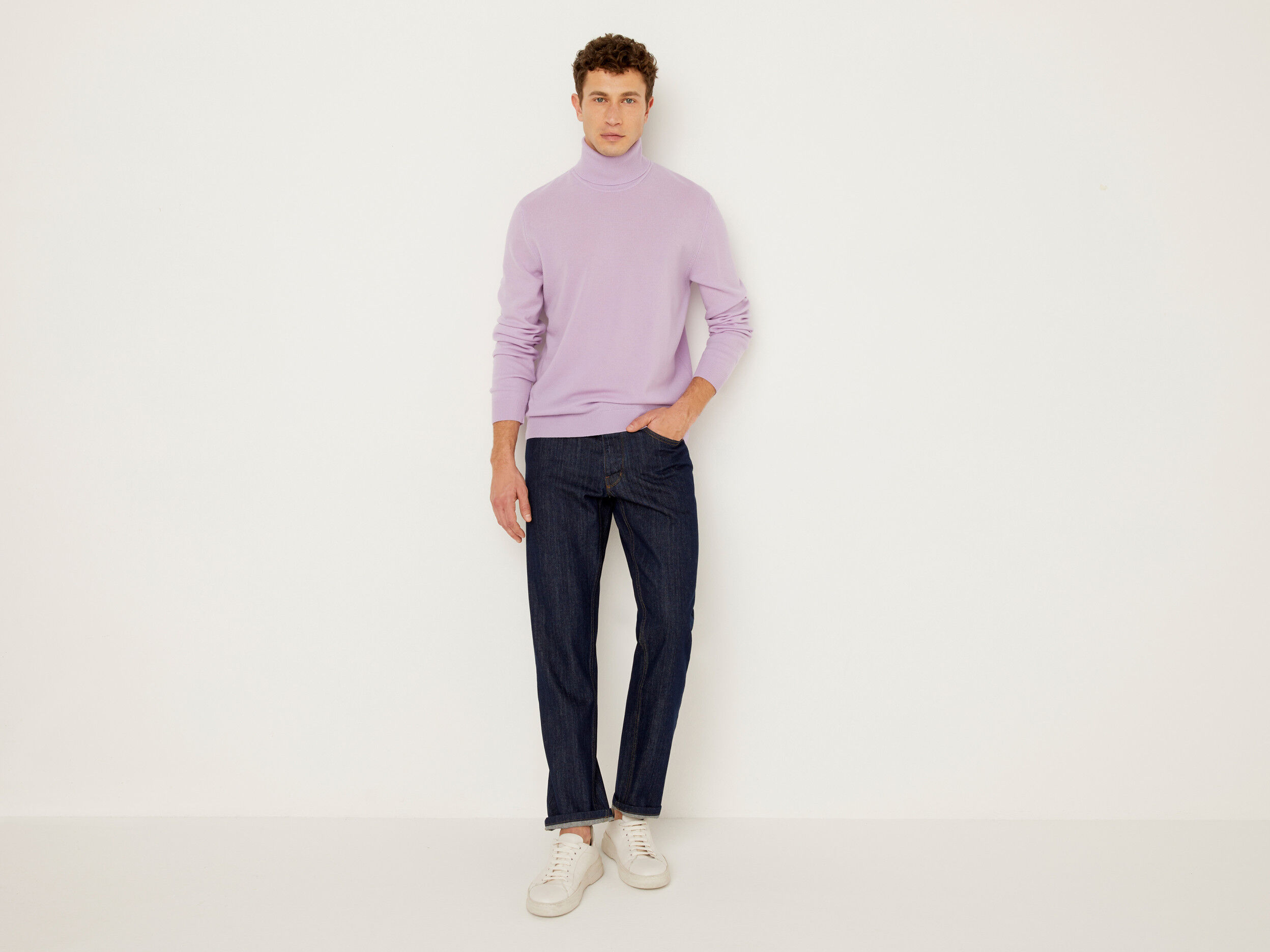 Lilac turtleneck in pure Merino wool Lilac Benetton