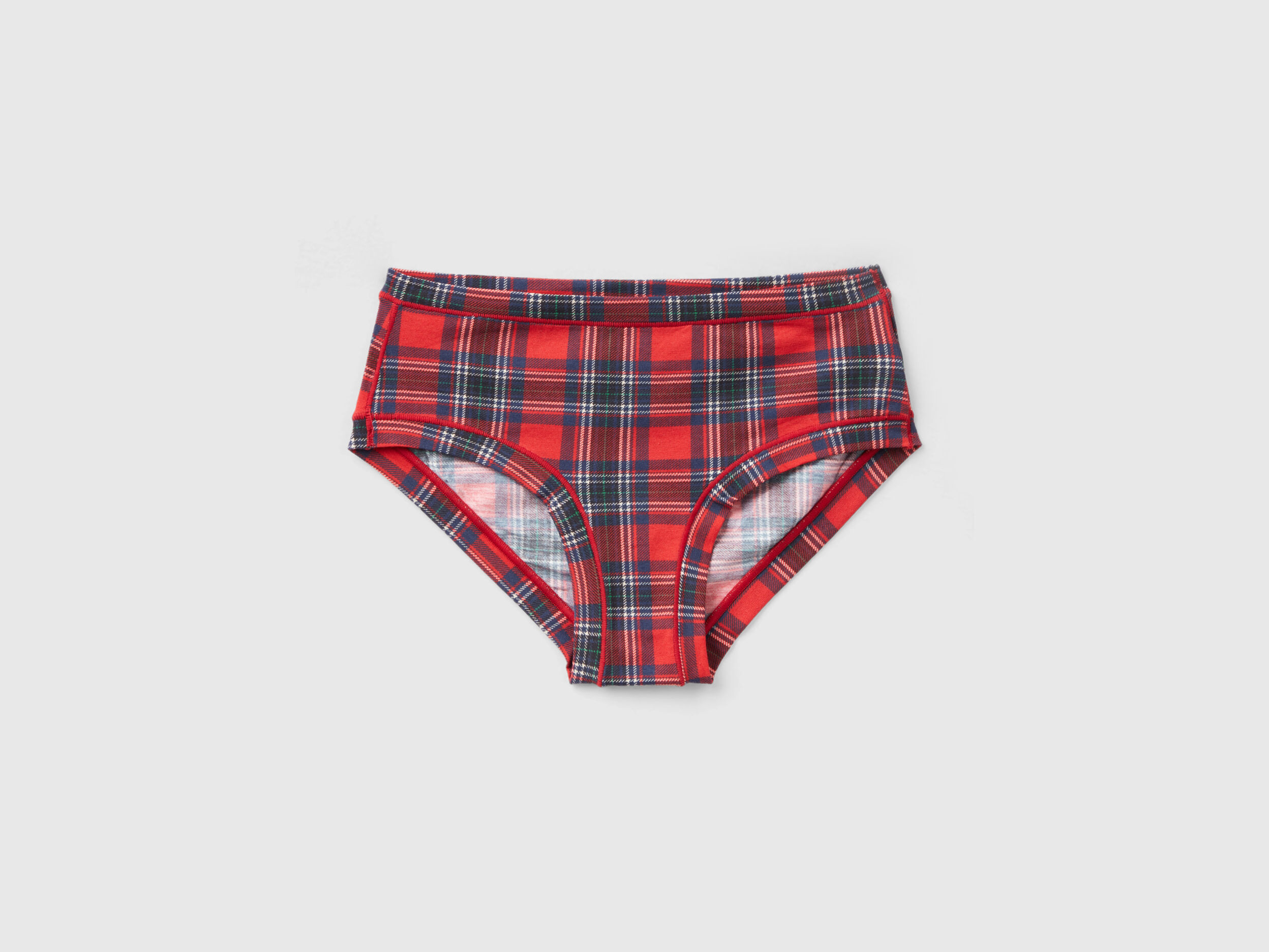 Red tartan briefs in super stretch organic cotton Multi color
